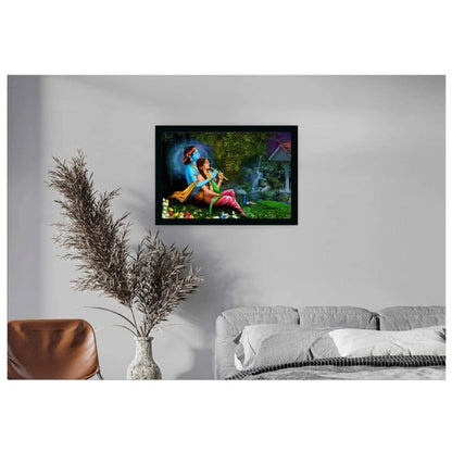 Generic Radha Krishna Painting with Synthetic Photo Frame (Multicolor)