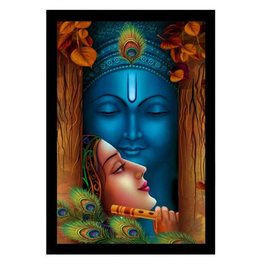 Generic Radha Krishna Painting with Synthetic Photo Frame (Multicolor)