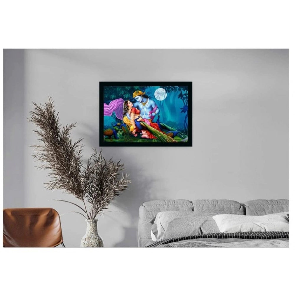 Generic Radha Krishna Painting with Synthetic Photo Frame (Multicolor)