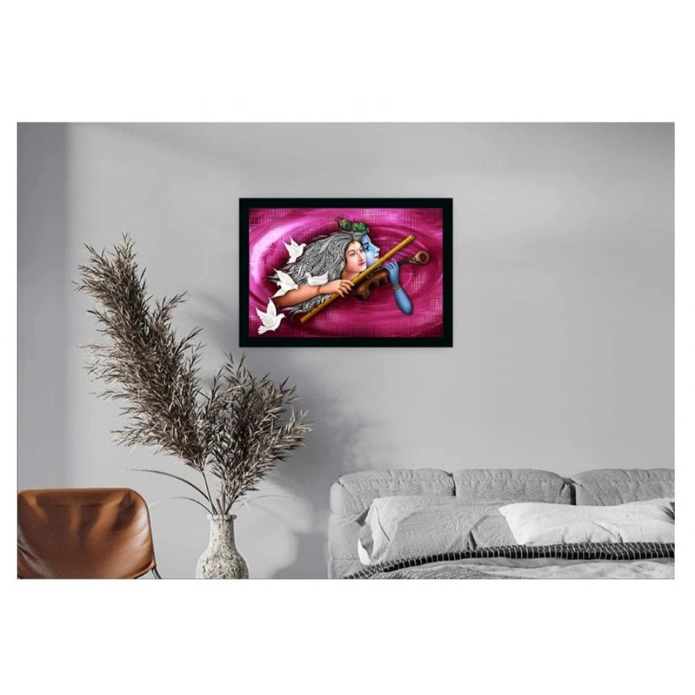 Generic Radha Krishna Painting with Synthetic Photo Frame (Multicolor)