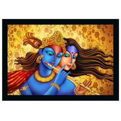 Generic Radha Krishna Painting with Synthetic Photo Frame (Multicolor)