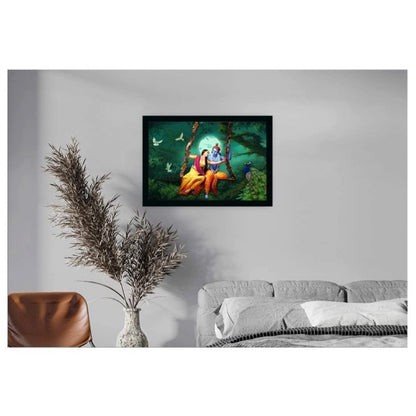 Generic Radha Krishna Painting with Synthetic Photo Frame (Multicolor)
