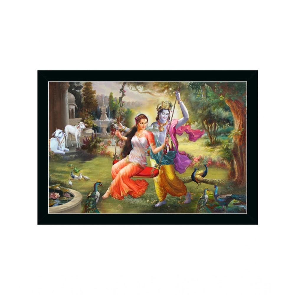 Generic Radha Krishna Painting with Synthetic Photo Frame (Multicolor)