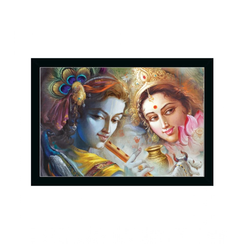 Generic Radha Krishna Painting with Synthetic Photo Frame (Multicolor)
