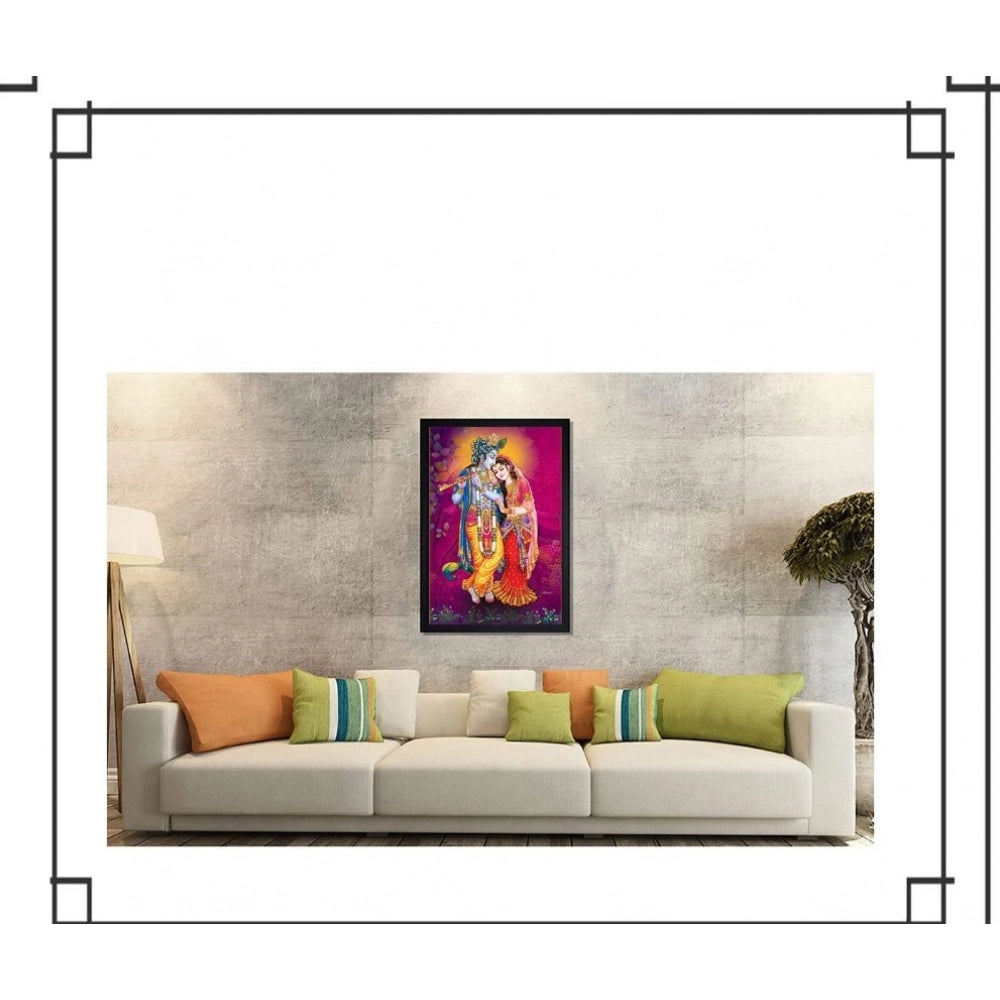 Generic Radha Krishna Painting with Synthetic Photo Frame (Multicolor)