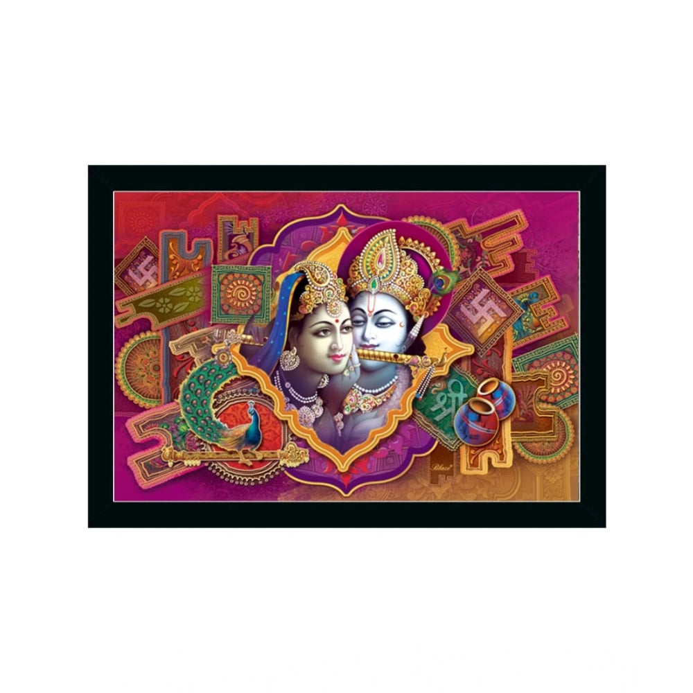 Generic Radha Krishna Painting with Synthetic Photo Frame (Multicolor)