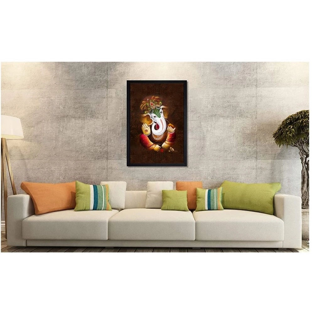 Generic Ganesh Photo with Synthetic Photo Frame  (Multicolor)