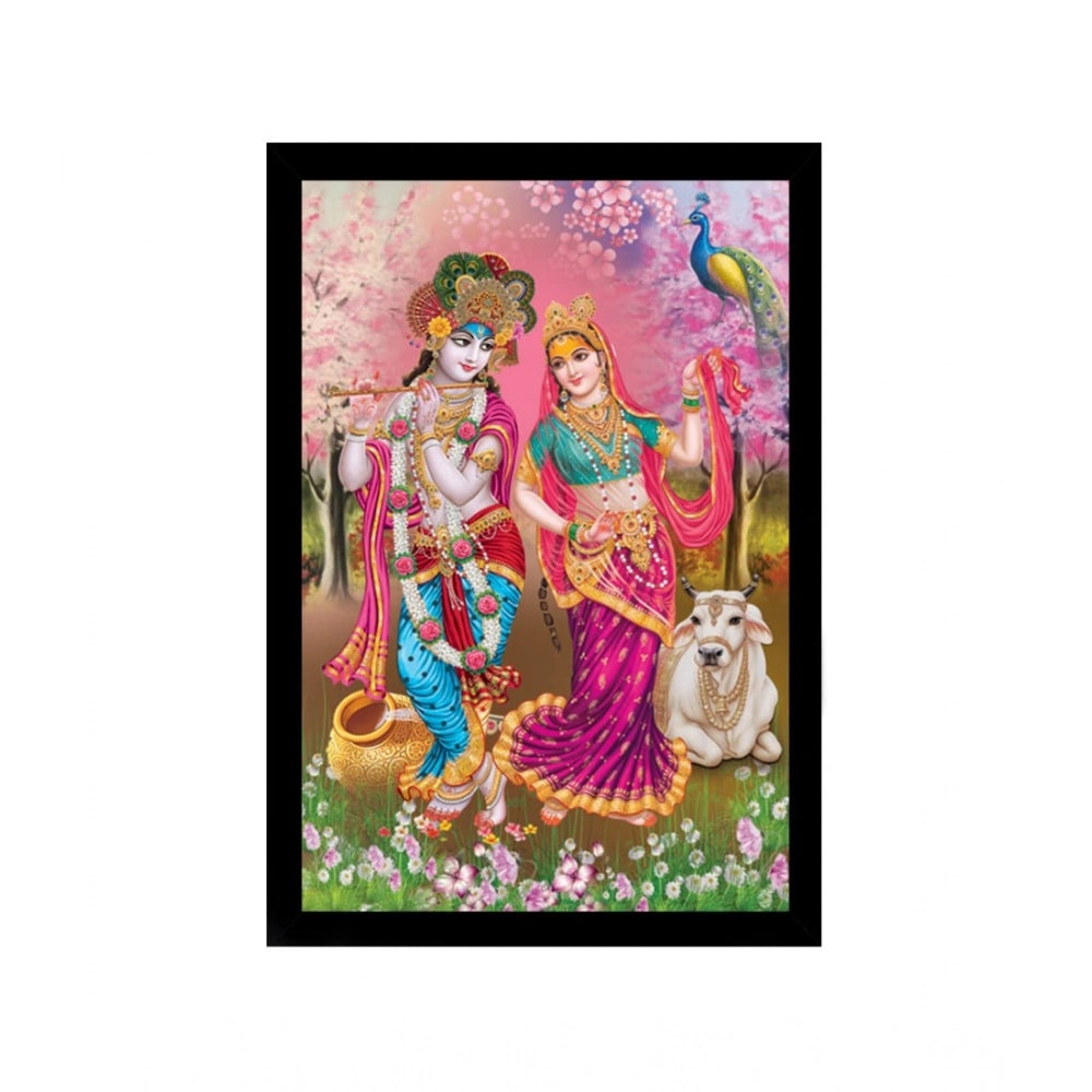 Generic Radha Krishna Painting with Synthetic Photo Frame (Multicolor)