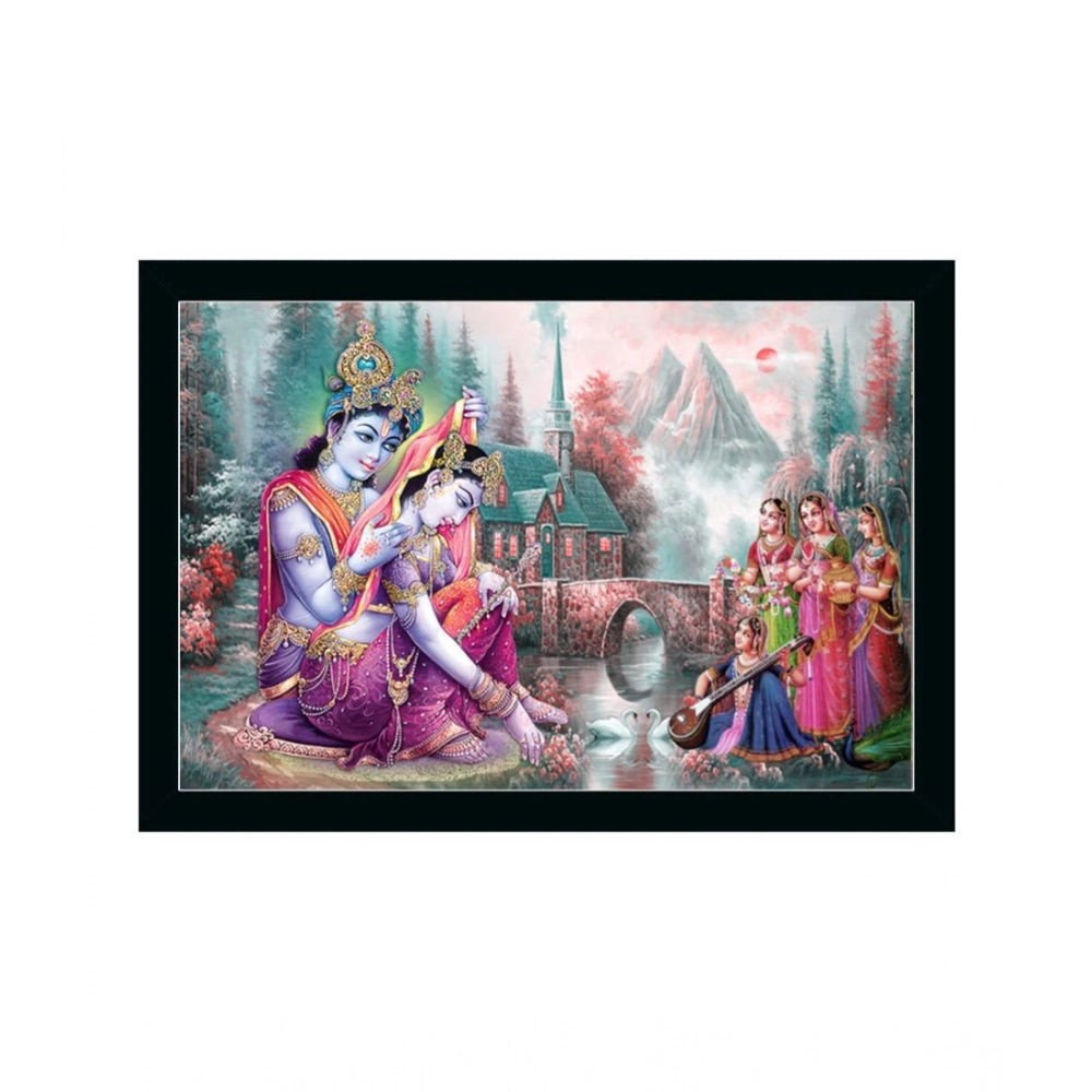 Generic Radha Krishna Painting with Synthetic Photo Frame (Multicolor)