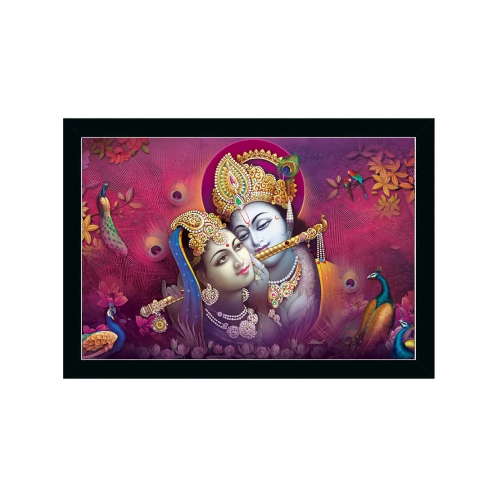 Generic Radha Krishna Painting with Synthetic Photo Frame (Multicolor)