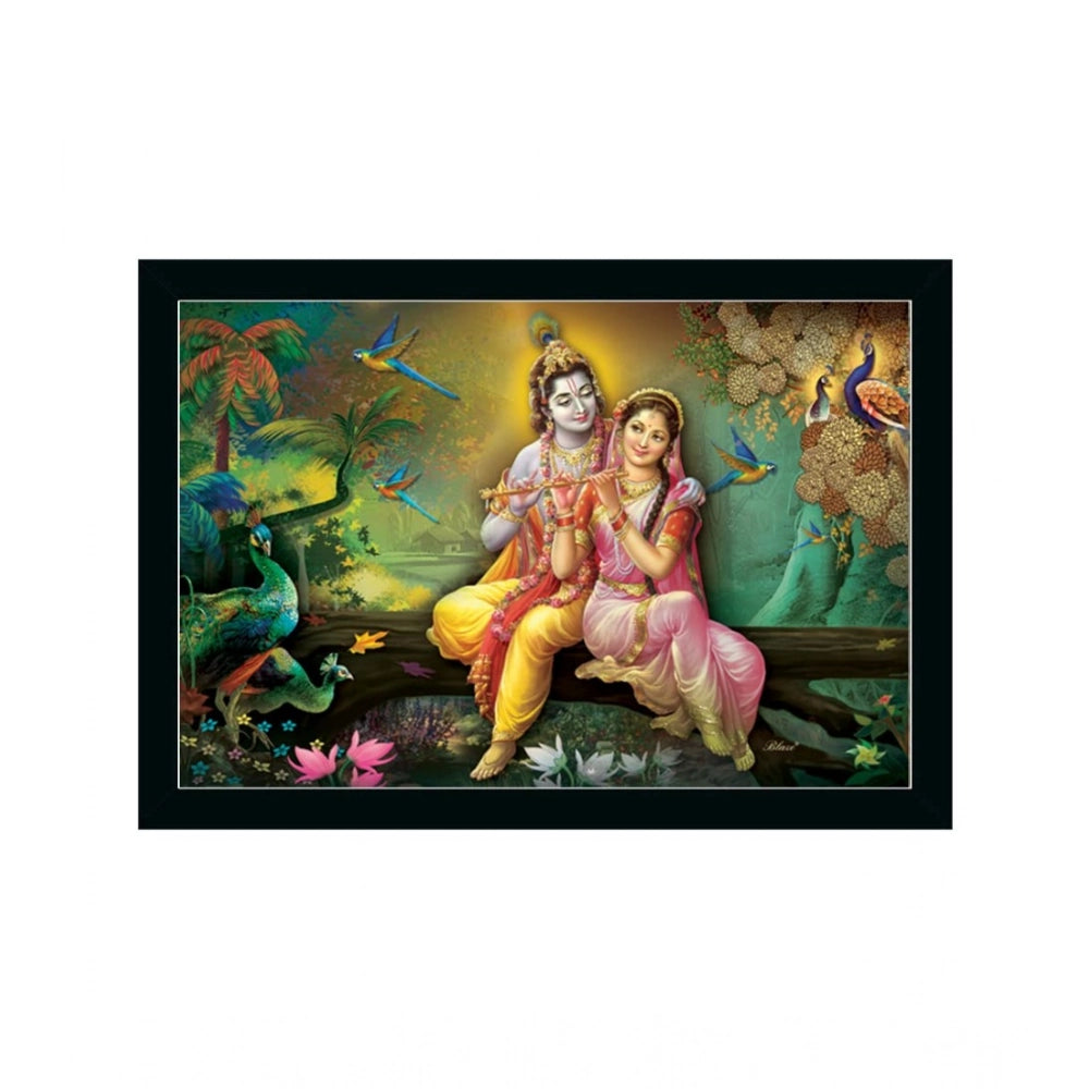 Generic Radha Krishna Painting with Synthetic Photo Frame (Multicolor)