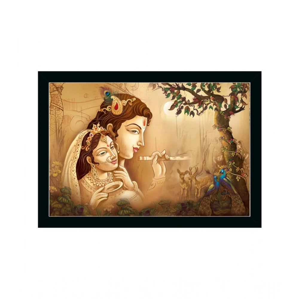 Generic Radha Krishna Painting with Synthetic Photo Frame (Multicolor)