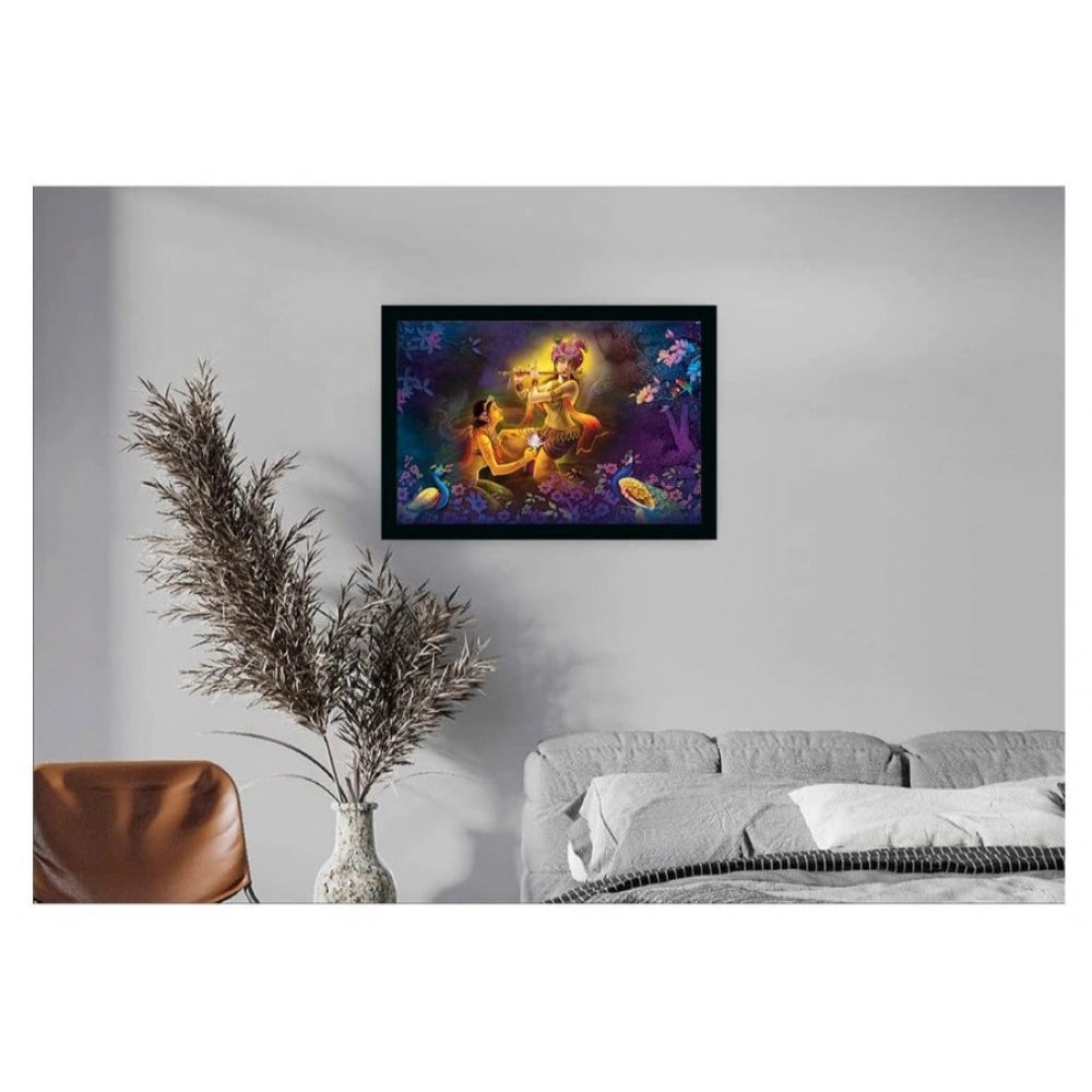 Generic Radha Krishna Painting with Synthetic Photo Frame (Multicolor)
