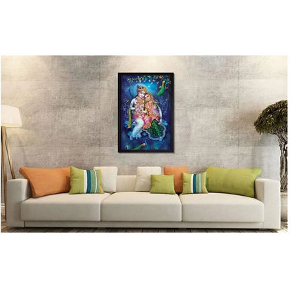 Generic Radha Krishna Painting with Synthetic Photo Frame (Multicolor)