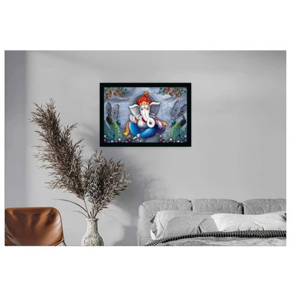 Generic Ganesha Painting with Synthetic photo Frame (Multicolor)