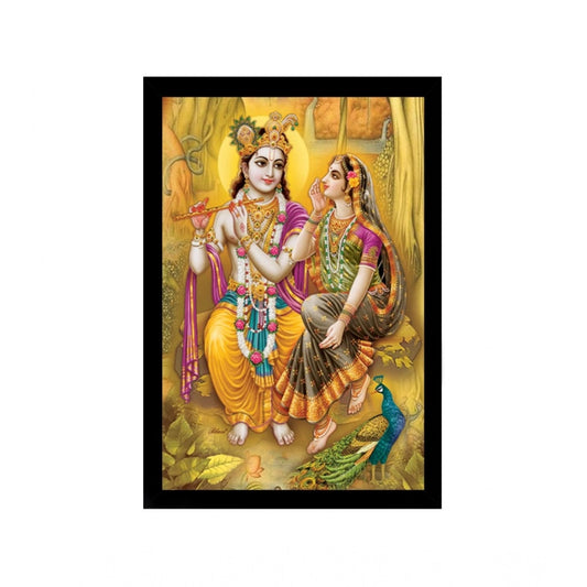 Generic Radha Krishna Painting with Synthetic Photo Frame (Multicolor)
