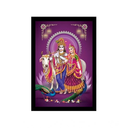 Generic Radha Krishna Painting with Synthetic Photo Frame (Multicolor)