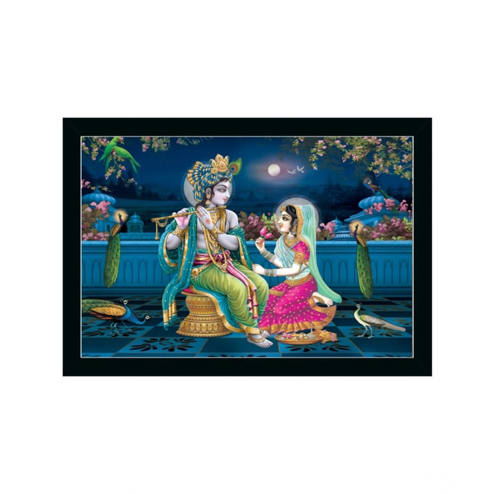Generic Radha Krishna Painting with Synthetic Photo Frame (Multicolor)
