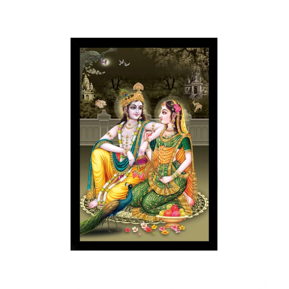 Generic Radha Krishna Painting with Synthetic Photo Frame (Multicolor)