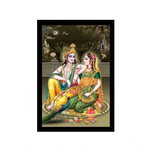 Generic Radha Krishna Painting with Synthetic Photo Frame (Multicolor)