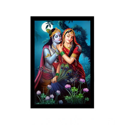 Generic Radha Krishna Painting with Synthetic Photo Frame (Multicolor)