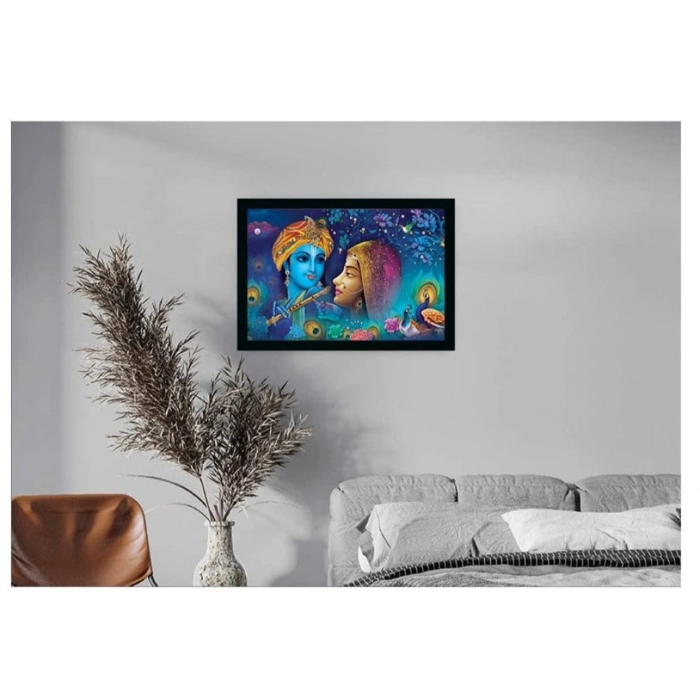 Generic Radha Krishna Painting with Synthetic Photo Frame (Multicolor)