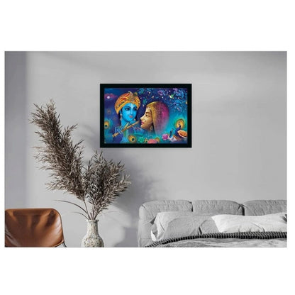 Generic Radha Krishna Painting with Synthetic Photo Frame (Multicolor)
