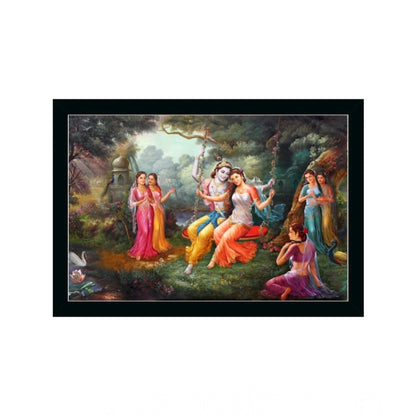 Generic Radha Krishna Painting with Synthetic Photo Frame (Multicolor)