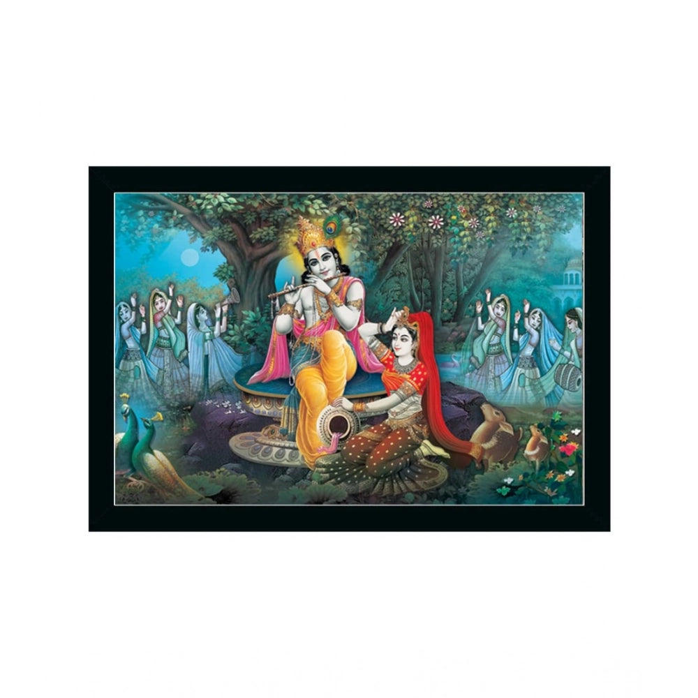 Generic Radha Krishna Painting with Synthetic Photo Frame (Multicolor)