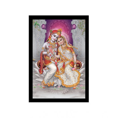 Generic Radha Krishna Painting with Synthetic Photo Frame (Multicolor)