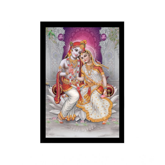 Generic Radha Krishna Painting with Synthetic Photo Frame (Multicolor)