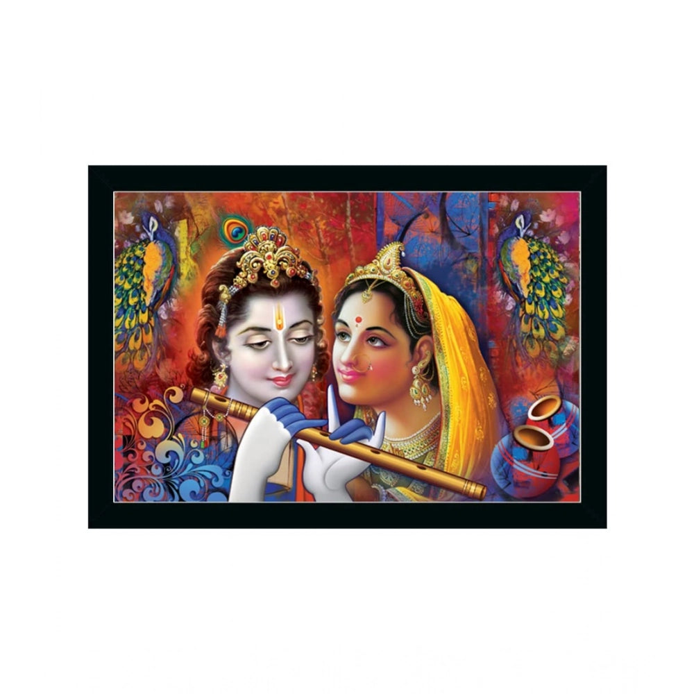 Generic Radha Krishna Painting with Synthetic Photo Frame (Multicolor)