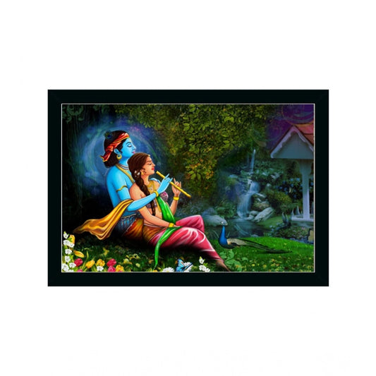 Generic Radha Krishna Painting with Synthetic Photo Frame (Multicolor)