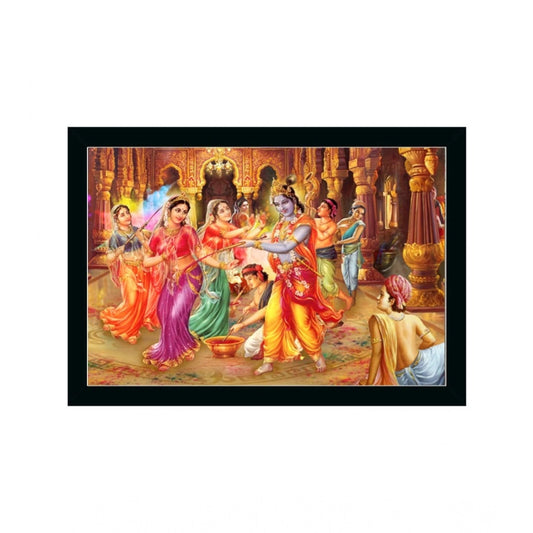 Generic Radha Krishna Painting with Synthetic Photo Frame (Multicolor)