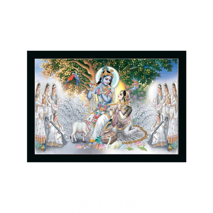Generic Radha Krishna Painting with Synthetic Photo Frame (Multicolor)