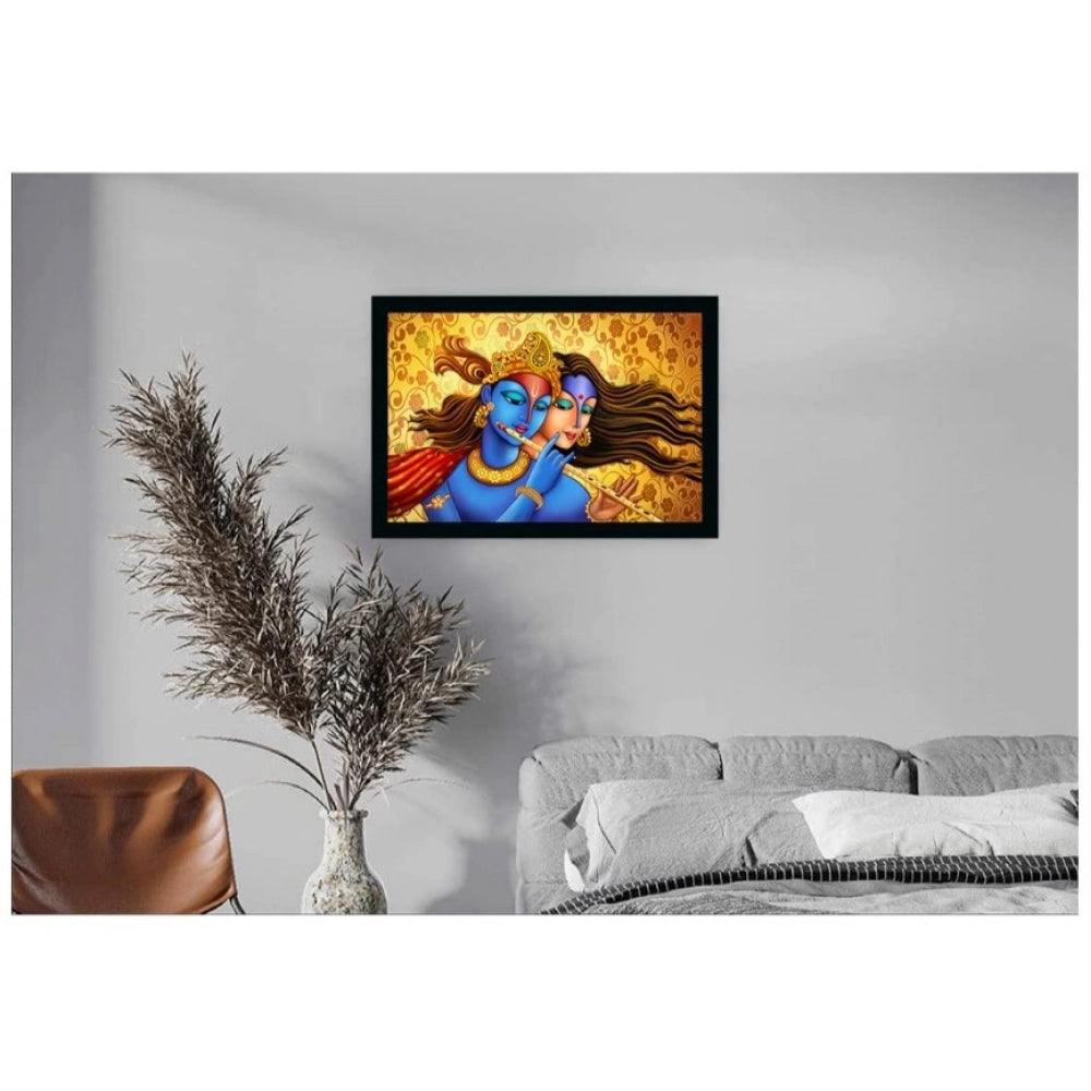 Generic Radha Krishna Painting with Synthetic Photo Frame (Multicolor)