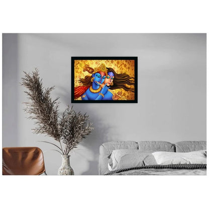 Generic Radha Krishna Painting with Synthetic Photo Frame (Multicolor)