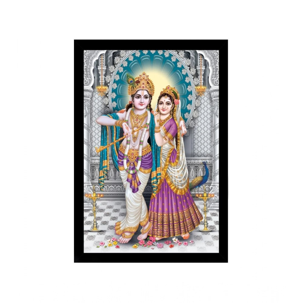 Generic Radha Krishna Painting with Synthetic Photo Frame (Multicolor)