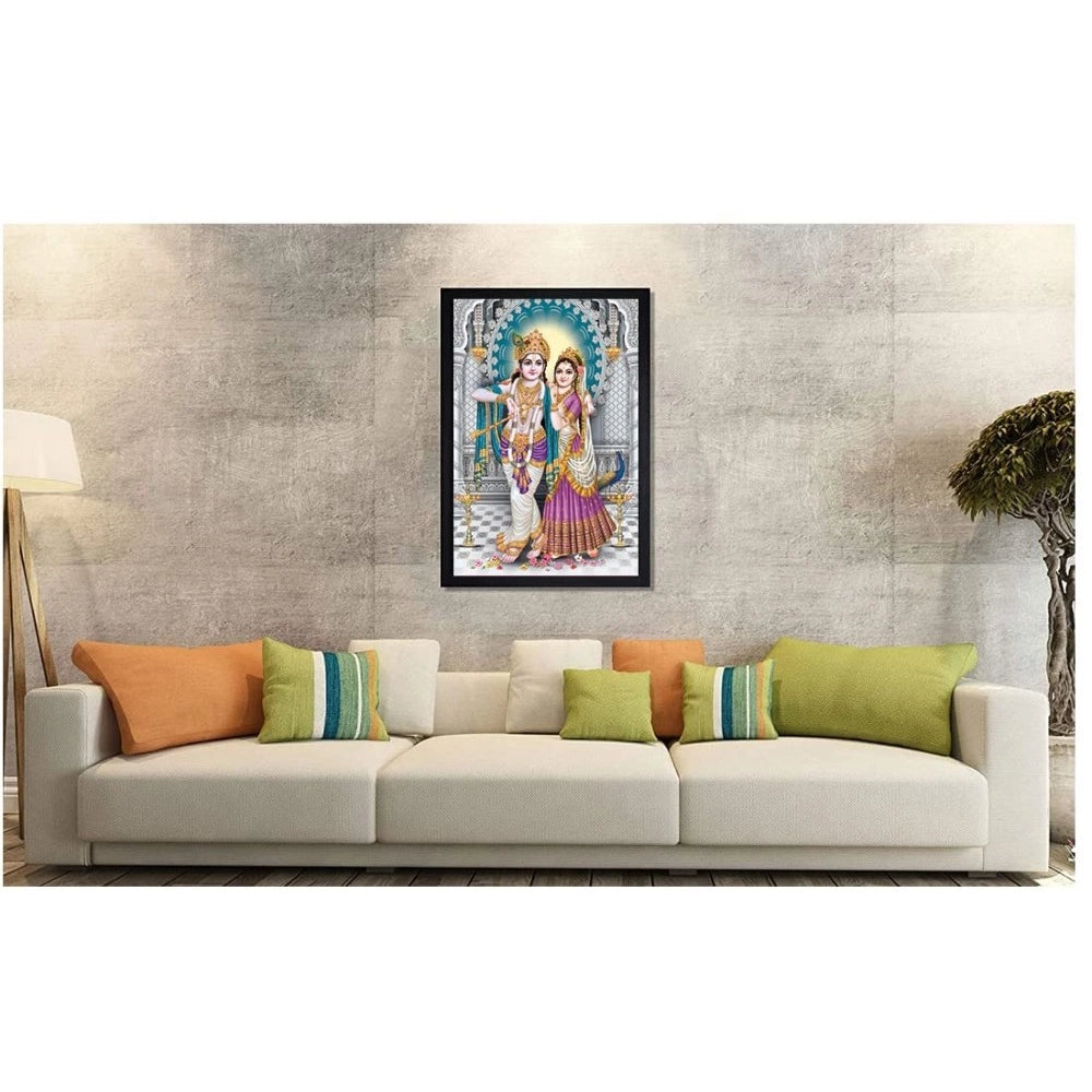 Generic Radha Krishna Painting with Synthetic Photo Frame (Multicolor)