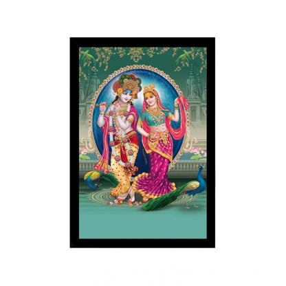 Generic Radha Krishna Painting with Synthetic Photo Frame (Multicolor)