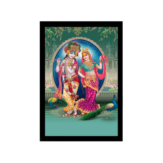 Generic Radha Krishna Painting with Synthetic Photo Frame (Multicolor)