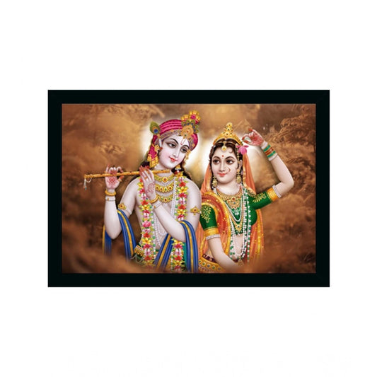 Generic Radha Krishna Painting Vinyl Sparkle Coated with Synthetic Photo Frame (Multicolor)