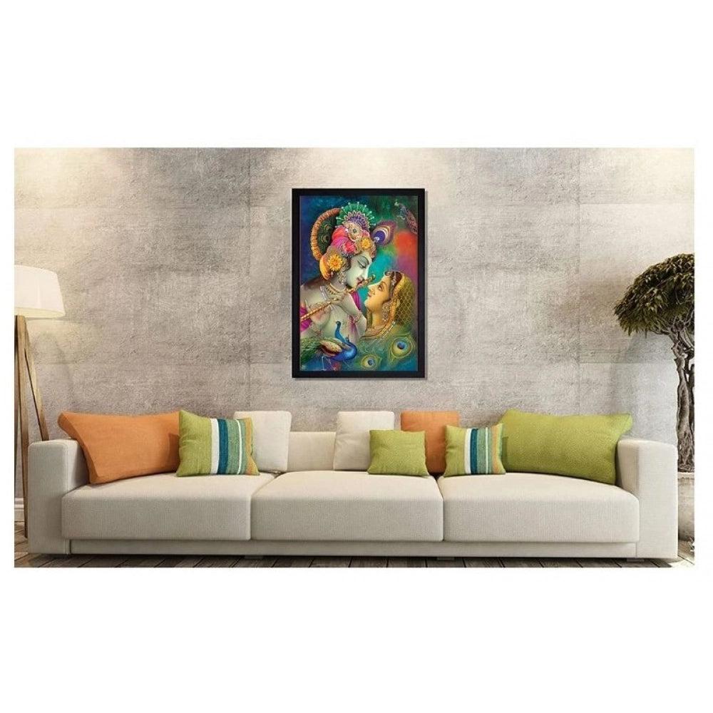 Generic Radha Krishna Painting with Synthetic Photo Frame (Multicolor)