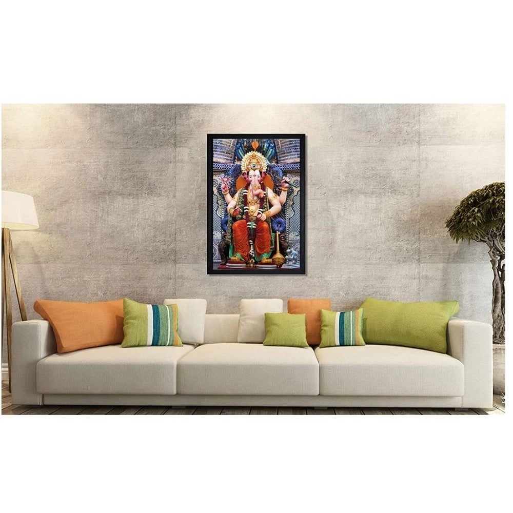 Generic Ganesh Photo with Synthetic Photo Frame (Multicolor)