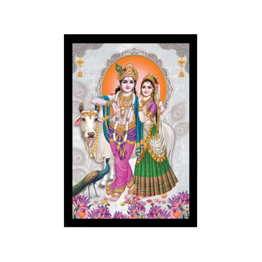 Generic Radha Krishna Painting with Synthetic Photo Frame (Multicolor)