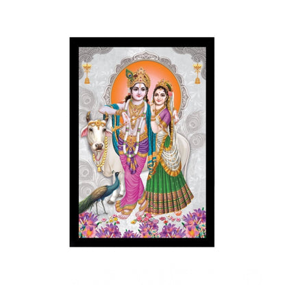 Generic Radha Krishna Painting with Synthetic Photo Frame (Multicolor)