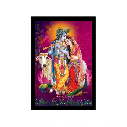 Generic Radha Krishna Painting with Synthetic Photo Frame (Multicolor)