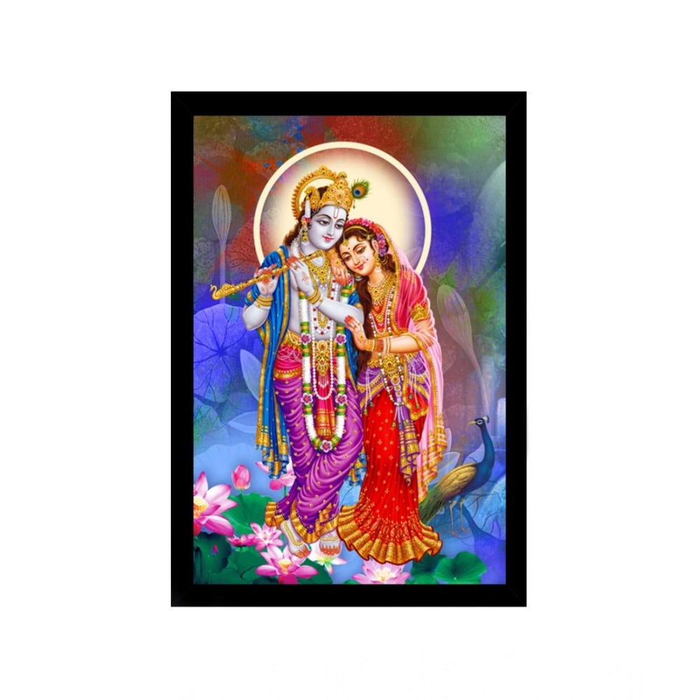 Generic Radha Krishna Painting with Synthetic Photo Frame (Multicolor)