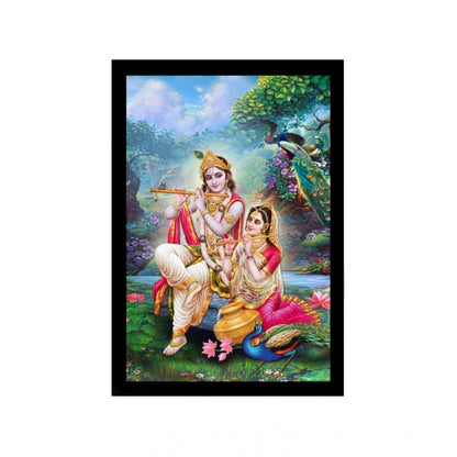 Generic Radha Krishna Painting with Synthetic Photo Frame (Multicolor)