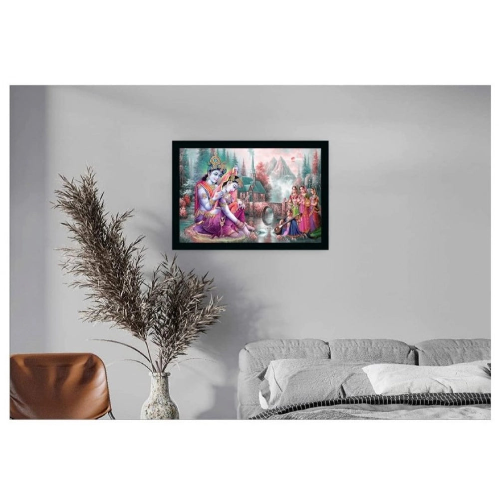 Generic Radha Krishna Painting with Synthetic Photo Frame (Multicolor)